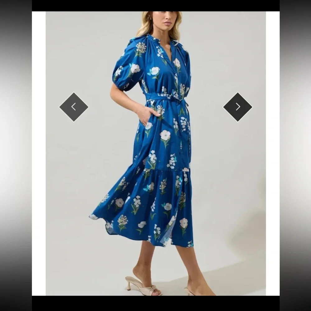 Sugarlips Madison Floral Wynette Tiered Midi Dress size 1X - Picture 4 of 12